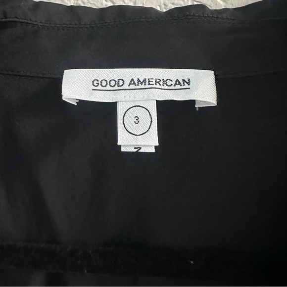 Good American wrap tux silky black collared blouse - Picture 5 of 13